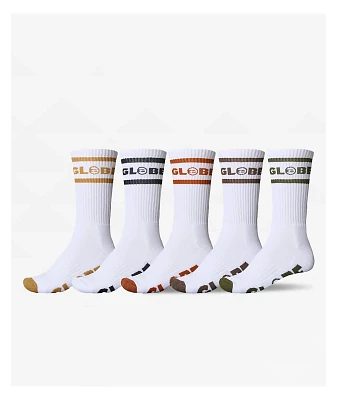 Globe Tilt Hi White 5-Pack Crew Socks