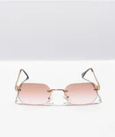 Gradient Brown Frameless Rectangle Sunglasses