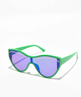 Green Single Lens Cateye Sunglasses