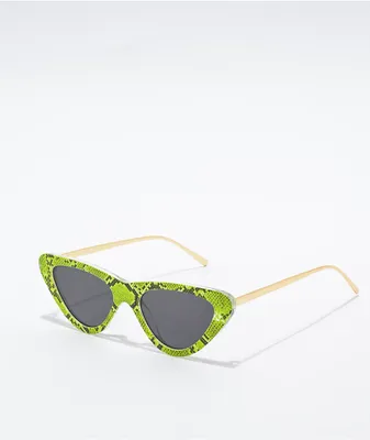 Green Snake Skin Cat Eye Sunglasses