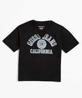 Guess Jeans Notch Neck Black Crop T-Shirt