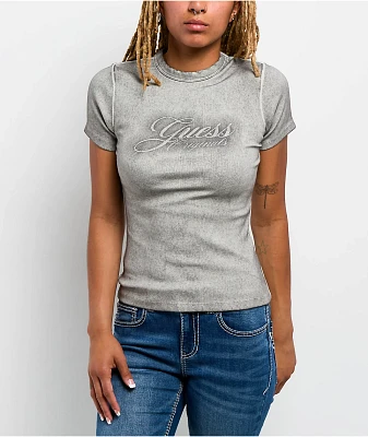 Guess Originals Eco Ribbed Spray Grey Wash T-Shirt