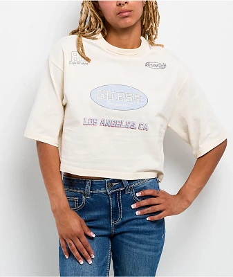 Guess Originals Raw Edge Natural Boxy Crop T-Shirt