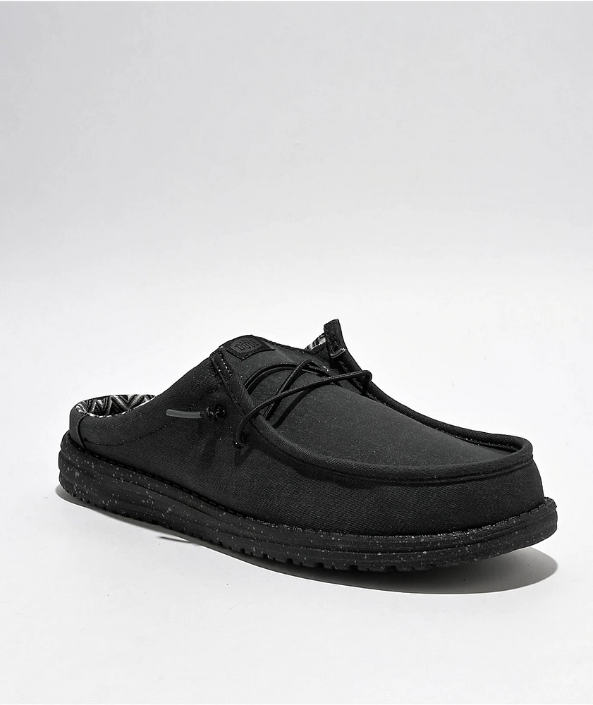 HEYDUDE Wally Funk Stretch Black Canvas Slippers