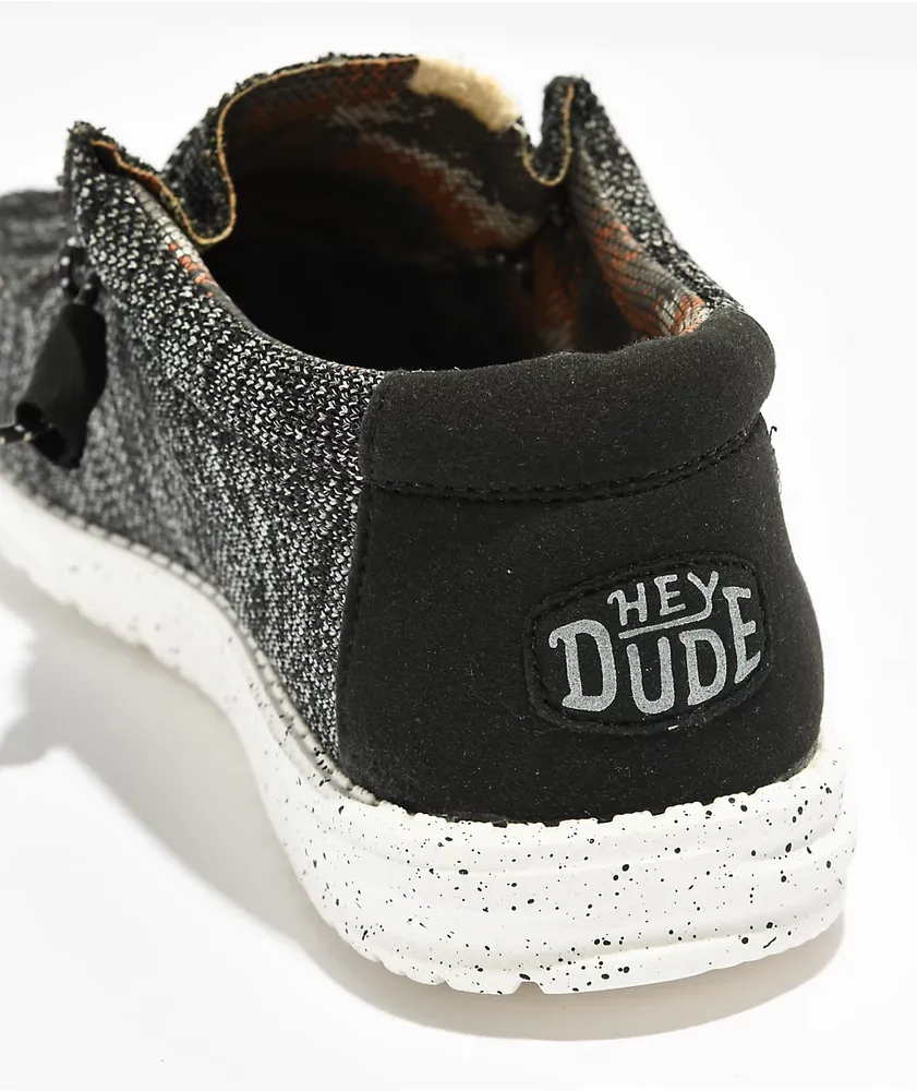 HEYDUDE Wally Sox Stitch Black & White Wide Shoes