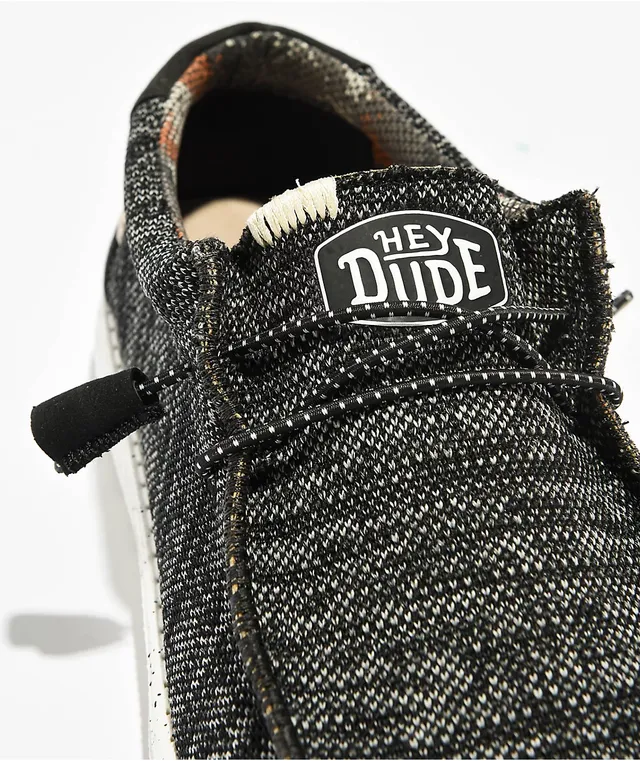 HEYDUDE Wally Sox Stitch Black & White Wide Shoes