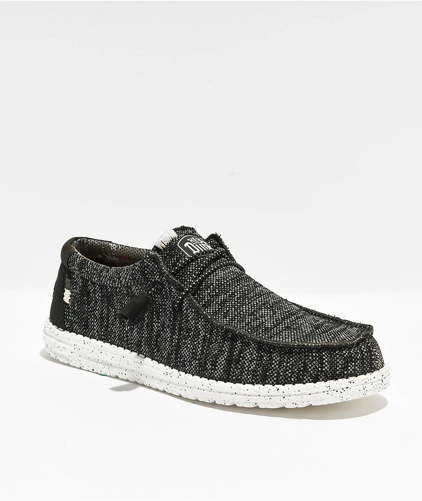 HEYDUDE Wally Sox Stitch Black & White Wide Shoes