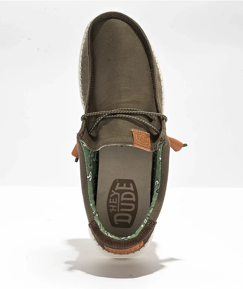HEYDUDE Wally Workwear Olive Skate Shoes