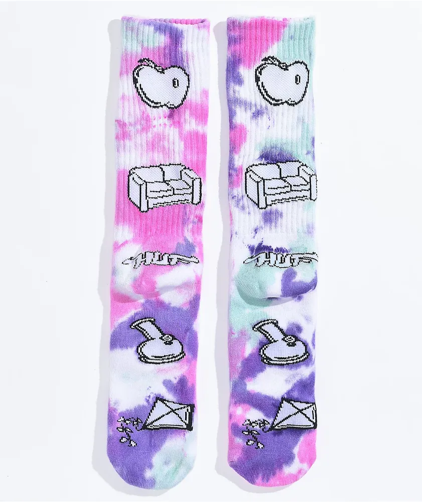 HUF 420 Scatterbrain Purple Tie Dye Crew Socks