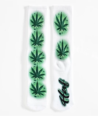 HUF Airbrush Plantlife White & Green Crew Socks
