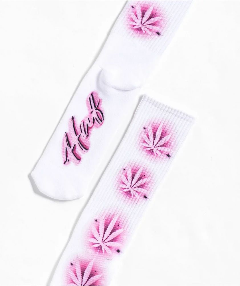 HUF Airbrush White & Pink Crew Socks