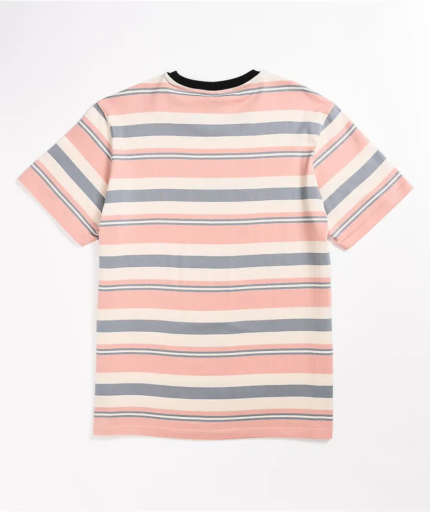 HUF Amory Coral & Blue Stripe Knit T-Shirt