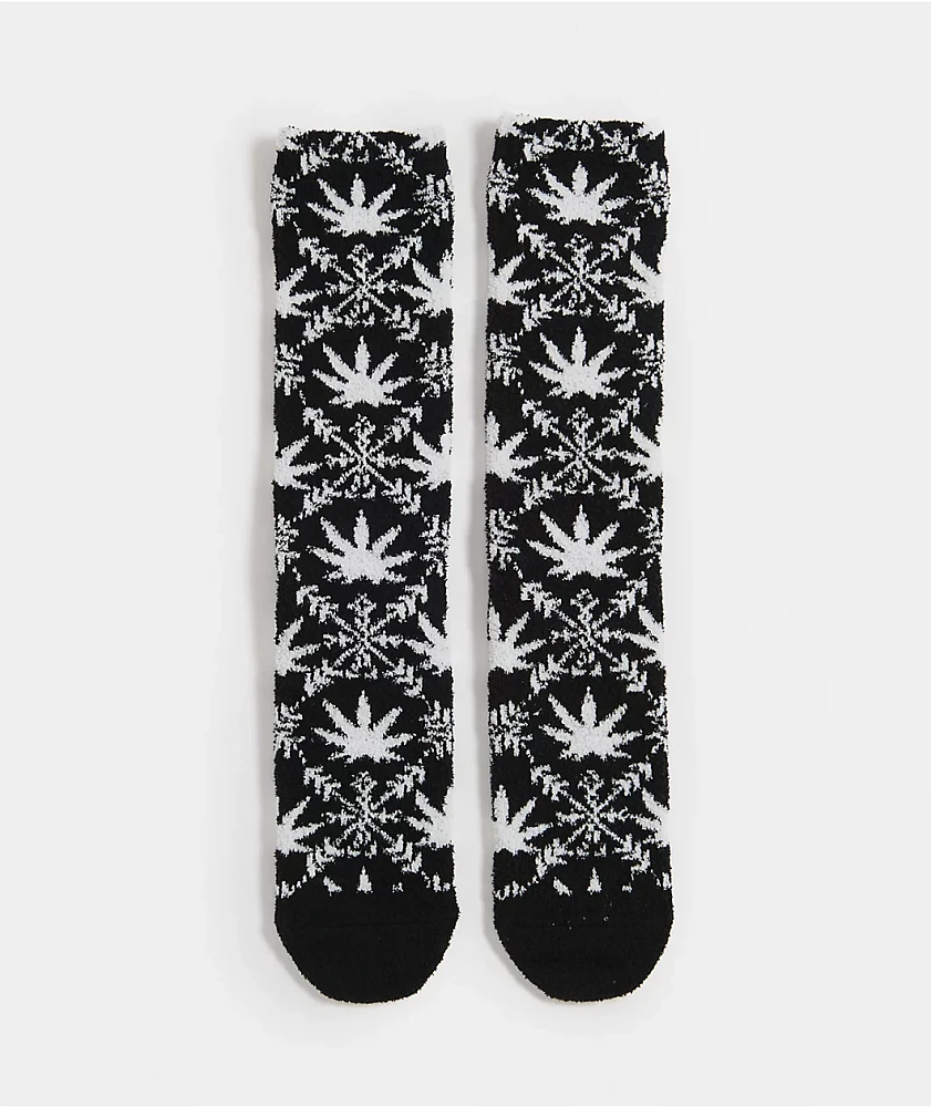 HUF Arctic Plantlife Fuzzy Black Crew Socks