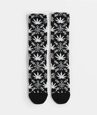 HUF Arctic Plantlife Fuzzy Black Crew Socks