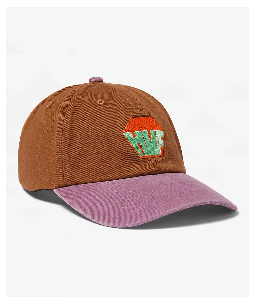 HUF Big Block 6 Panel CV Brown Wash Strapback Hat