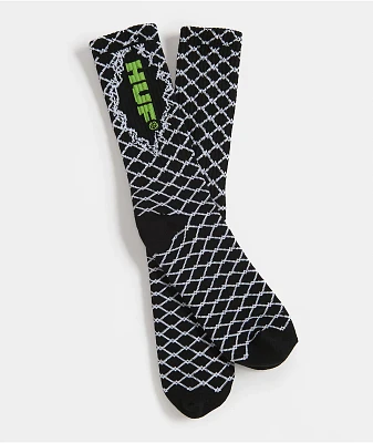 HUF Broken Fence Black Crew Socks