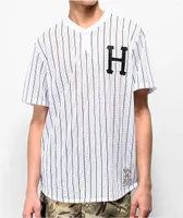 HUF Bronx White Henley Mesh Baseball Jersey