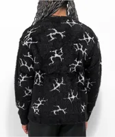 HUF Cracked Black Cardigan Sweater