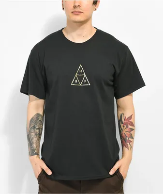HUF Gold Triple Triangle Black T-Shirt