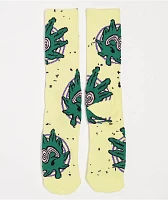 HUF Green Buddy Hypno Yellow Crew Socks