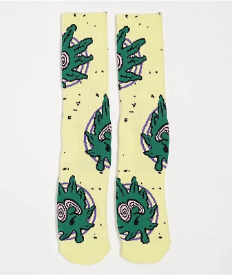 HUF Green Buddy Hypno Yellow Crew Socks