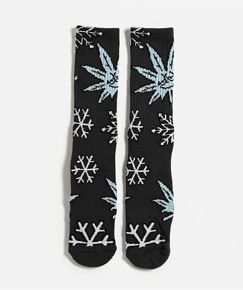 HUF Green Buddy Snowflakes Charcoal Crew Socks