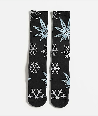HUF Green Buddy Snowflakes Charcoal Crew Socks