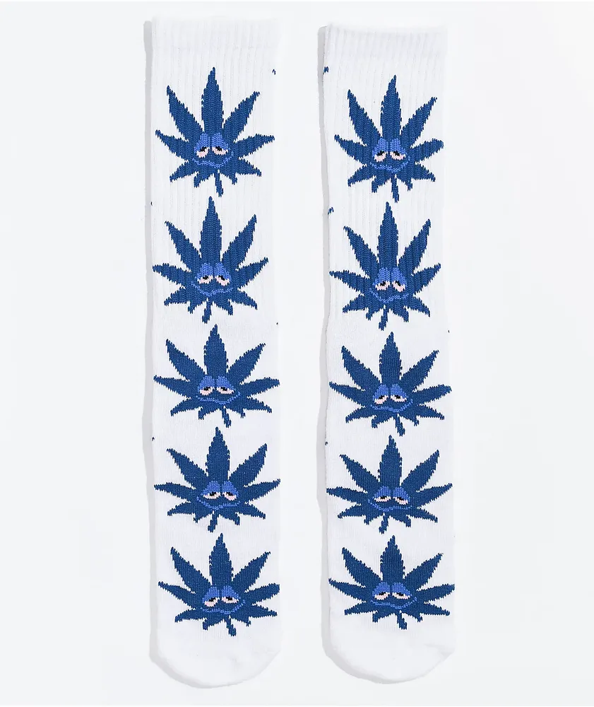 HUF Green Buddy White Crew Socks