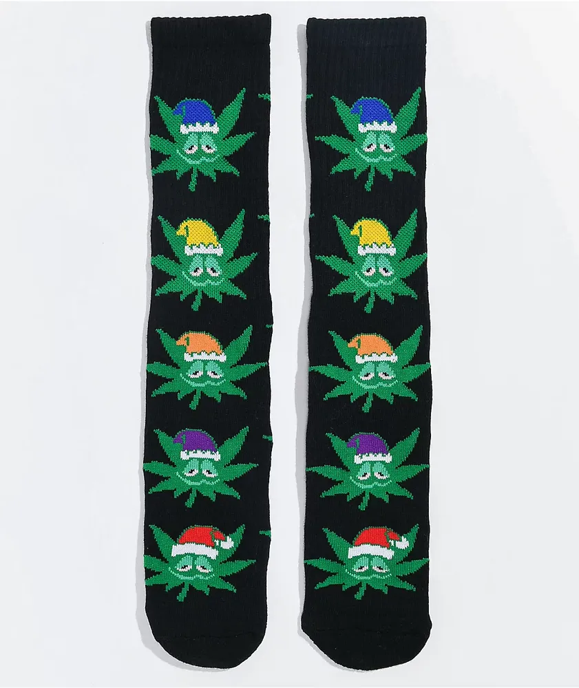 HUF Green Helpers Black Crew Socks