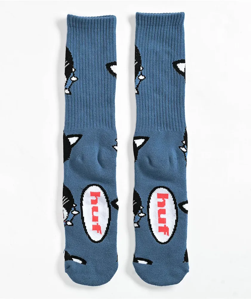HUF Hypno Cat Blue Crew Socks