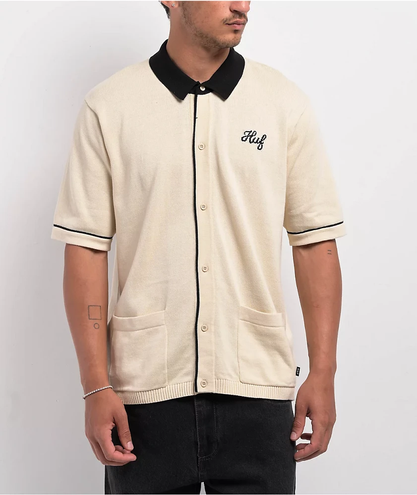 HUF Icarus Natural Knit Short Sleeve Button Up Shirt