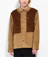 HUF Marina Box Corduroy Khaki Long Sleeve Button Up Shirt