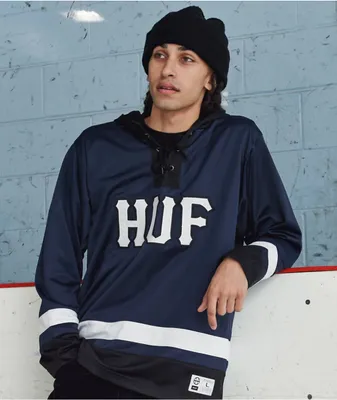HUF Navy Hooded Hockey Jersey