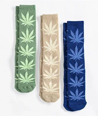 HUF Plantlife Mint, Blue & Wheat 3 Pack Crew Socks