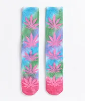 HUF Plantlife Pink, Blue & Green Drip Dye Crew Socks