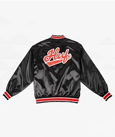 HUF Pop Fly Black & Red Satin Baseball Jacket