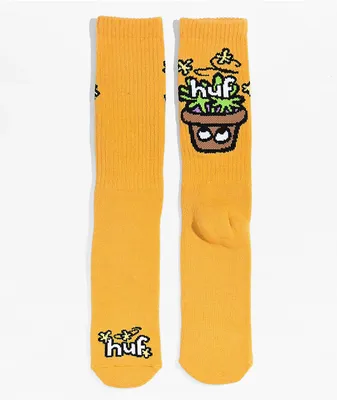HUF Pot Head Yellow Crew Socks