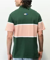 HUF Power Unit Green, Salmon, & White Stripe Polo Shirt