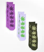 HUF Purple, White, & Green 3 Pack Crew Socks