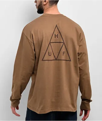 HUF Set Triple Triangle Brown Long Sleeve T-Shirt