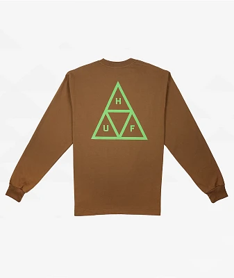 HUF Set Triple Triangle Chocolate & Green Long Sleeve T-Shirt