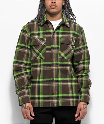 HUF Sorrento Brown & Green Plaid Flannel Shirt