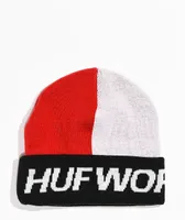 HUF Street Blocked Red & White Beanie