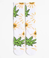 HUF Sunny Green Buddy White Crew Socks