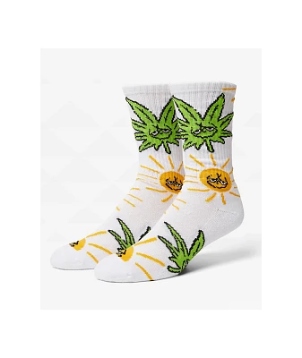 HUF Sunny Green Buddy White Crew Socks