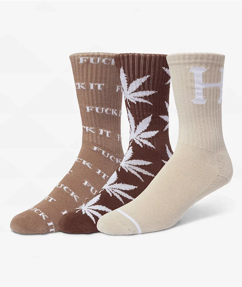 HUF Variety 3 Pack Natural Crew Socks