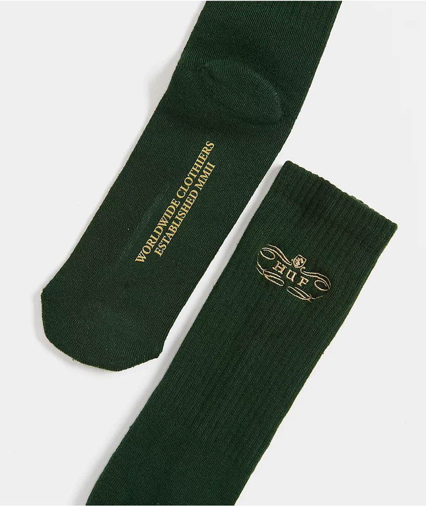 HUF Worldwide Clothiers Green Crew Socks