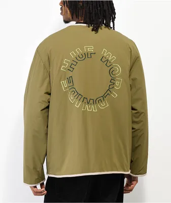 HUF Worldwide Olive Green Reversible Liner Jacket