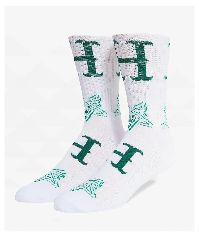 HUF X THRASHER Duality White Crew Socks