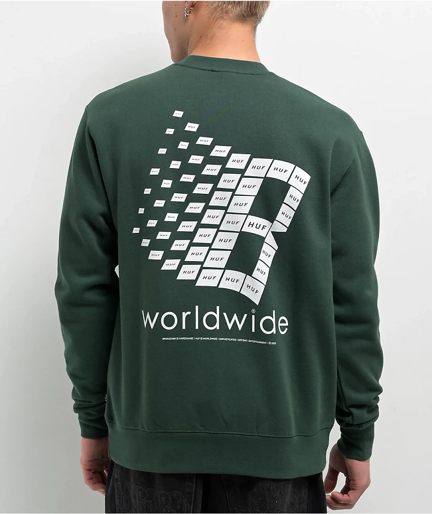 HUF x Bronze 56K Worldwide Green Crewneck Sweatshirt